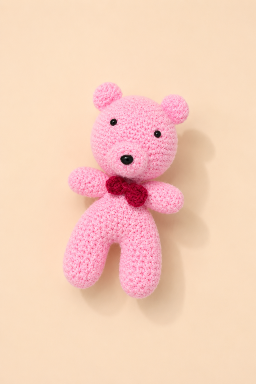 Crochet Teddy Bear for Babies | Handmade Pink Soft Toy | Small Knitted Plush Doll for Kids - Image 2